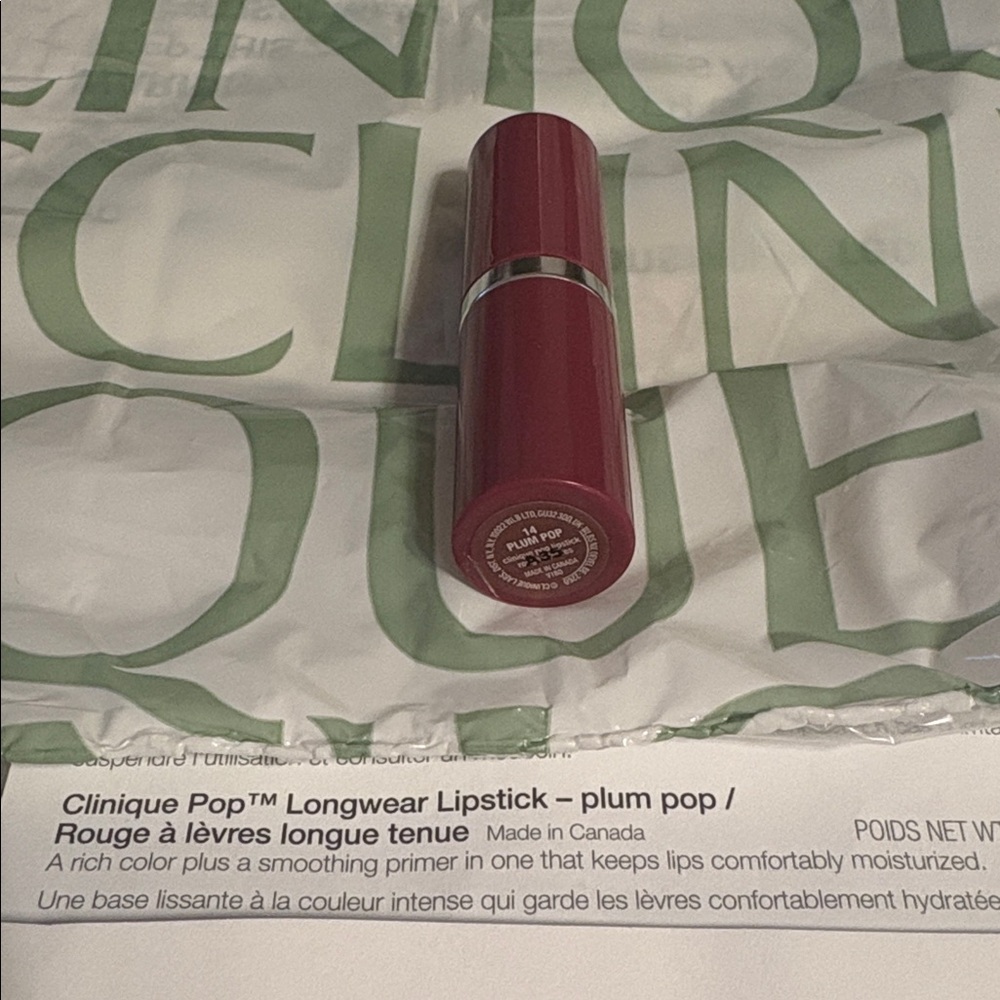 NWT Clinique long wear lipstick in plum pop, full size. Just in- brand new. - Picture 6 of 11